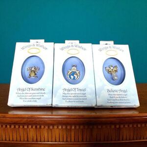3 Wings & Wishes Angel Pins (Sunshine, Travel, and Believe) New in Original Box